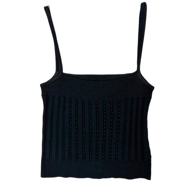 Wayne Rogers Black Silk Knit Beaded Tank Size Medium - Picture 1 of 4